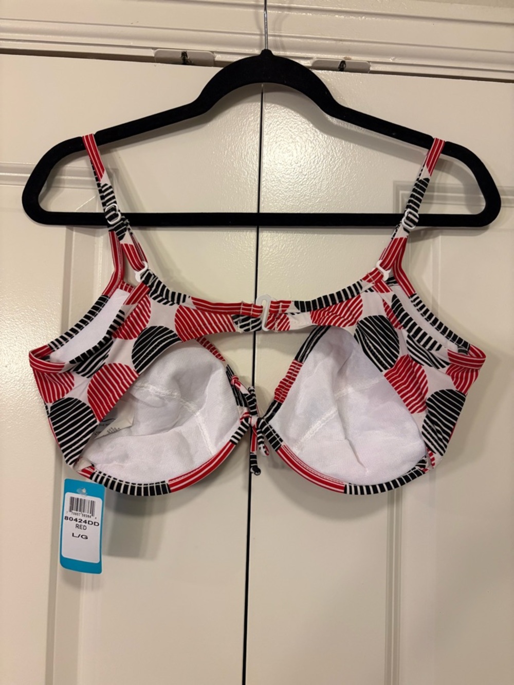NWT California Waves Red & Black Patterned Underwire Bikini Top - Picture 2 of 4